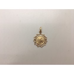 médaille plaqué-or Vierge profil festonnée