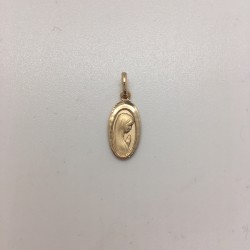médaille plaqué-or ovale Vierge profil mat et brillant