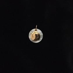 médaille plaqué-or sur nacre Vierge profil