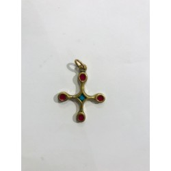 Croix bronze stylisée émaux...