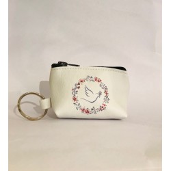 Pochette simili-cuir colombe