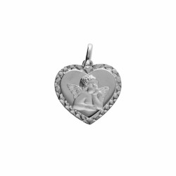 Medaille coeur argent ange...