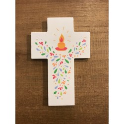 Croix en bois peint-Bougie...