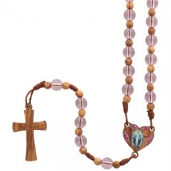 Chapelet en verre rose sur...