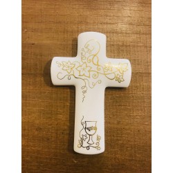 Croix en porcelaine décor...
