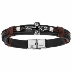 Bracelet cuir et acier avec...