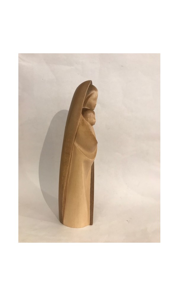 Statue Vierge à l'Enfant moderne en bois 2 tons 12 cm