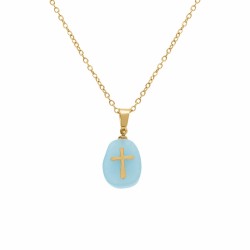 Collier acier doré...