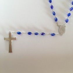 Chapelet bleu simili cristal perles grain de riz
