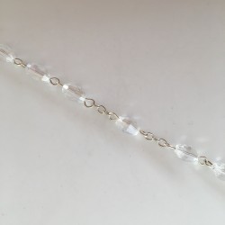 Chapelet transparent simili cristal perles grain de riz