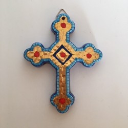 croix émaillée style mosaïque