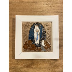 Cadre bois blanc, bronze et...