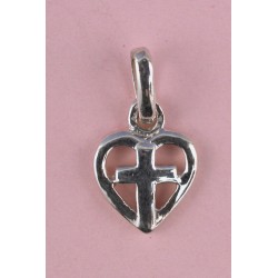 Pendentif coeur croix argent