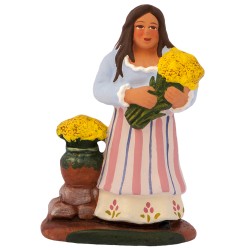 Femme cueillant le mimosas,...