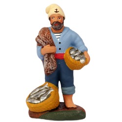 Pêcheur au filet, santon...