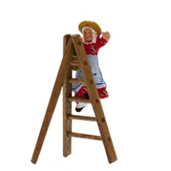 Femme olives sur échelle,...