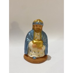 Roi à genoux bleu, santon...