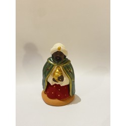 Roi à genoux vert, santon...