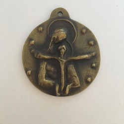 Médaille de berceau en bronze Vierge à l'Enfant