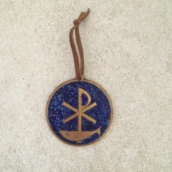Médaille de berceau en bronze Vierge à l'Enfant et colombe