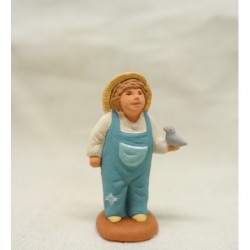 Enfant à l'oiseau, santon...