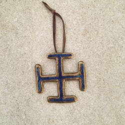 Croix scout en bronze et émail bleu