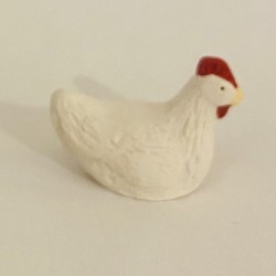 Poule blanche qui couve,...