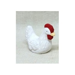 Poule blanche qui couve,...