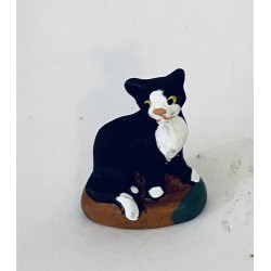 Chat noir et blanc, santon...