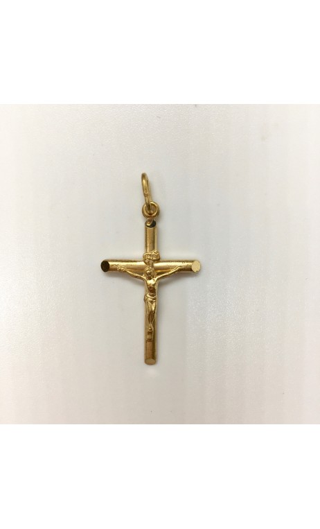 Croix plaqué-or avec Christ biseautée 