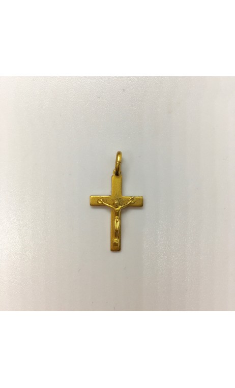 Croix plaqué-or avec Christ mat