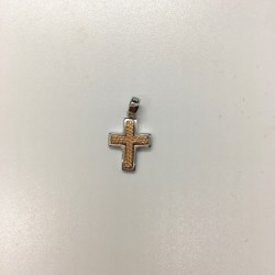 Croix plaqué-or rose et argent sans Christ