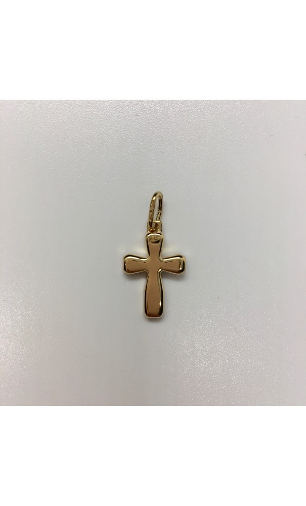Croix plaqué-or sans Christ arrondie