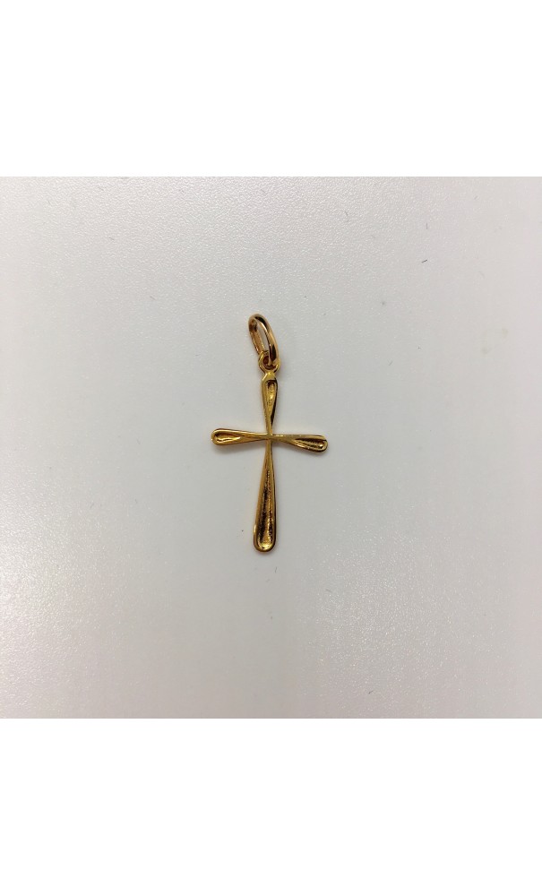 Croix plaqué-or sans Christ ciselée