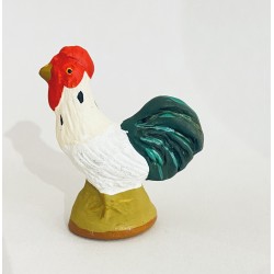 Coq blanc, santon Fouque 9cm