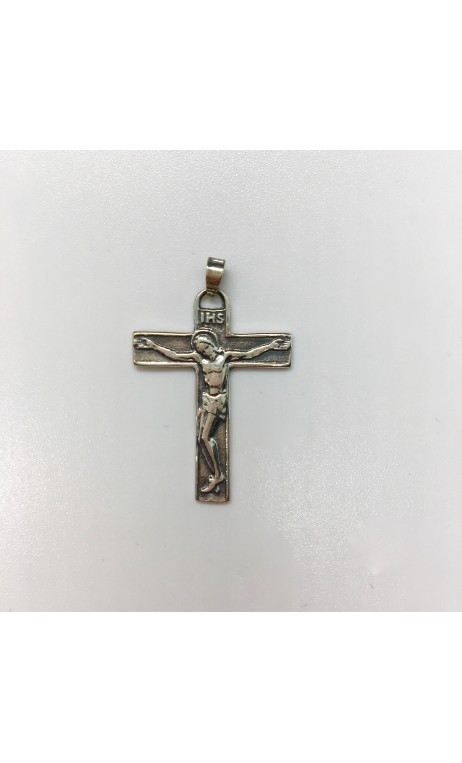 Croix argent avec Christ stylisée