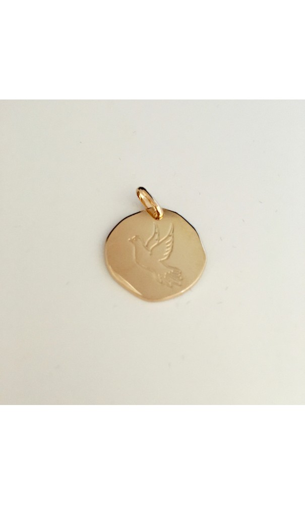 médaille plaqué-or colombe