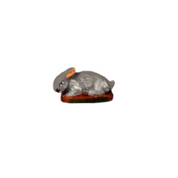 Lapin couché gris, santon...
