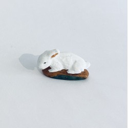 Lapin couché blanc, santon...