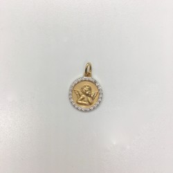 médaille plaqué-or ange Raphaël sertie brillants
