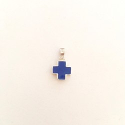Croix carrée bleue et argent 