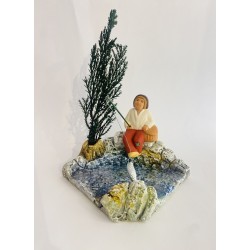 Rivière pêcheur, santons...