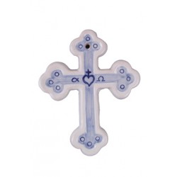 Croix faïence bleue Sacré...