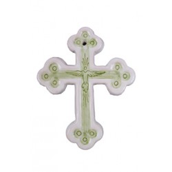 Croix faïence verte motif...