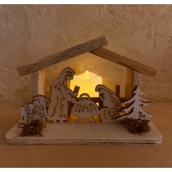 Crèche étable en bois clair...