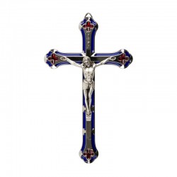 Croix métal argenté bleue...