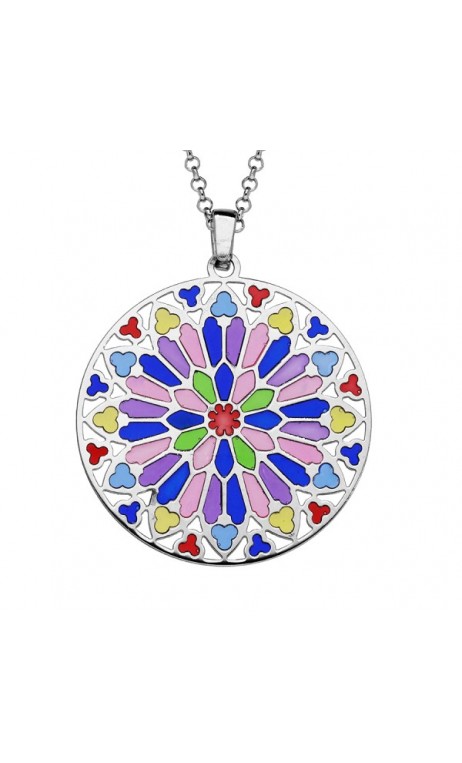 Collier rosace ND de Paris en argent et résine Collier rosace ND de Paris en argent et résine