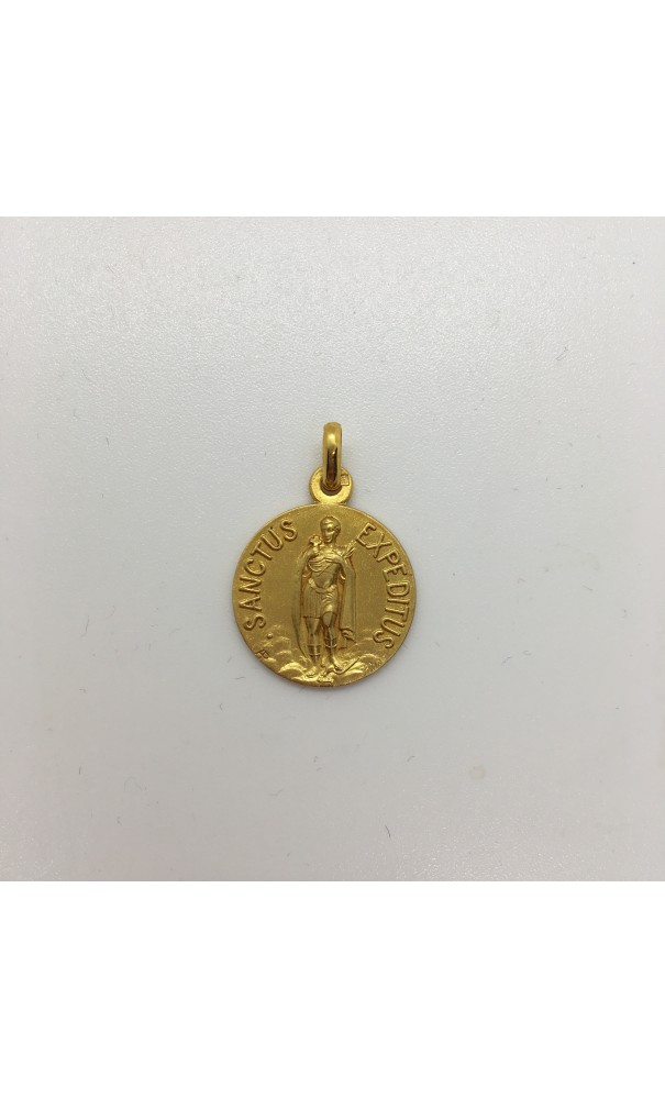 médaille Saint Expédit plaqué-or 18 mm