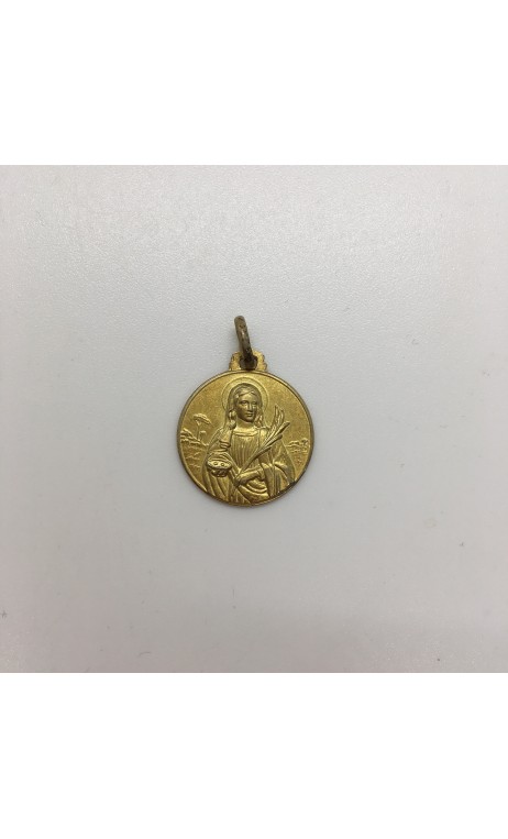 médaille Sainte Lucie plaqué-or 18 mm médaille Sainte Lucie plaqué-or 18 mm