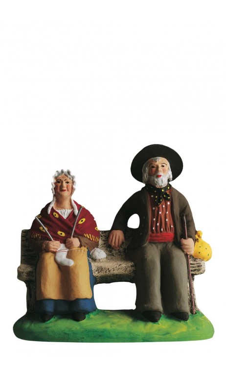 Couple sur le banc santon Marcel Carbonel 9cm
